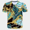 Mens Fashion Graphic T Shirt with Lion Printing 3D Digital Golden Geometric Pattern Tees Boys Hiphop Tops for Wholesale Beach Clothes