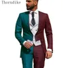 Thorndike Neue Ankunft Trauzeugen Bräutigam Smoking Orange Und Lila Männer Anzüge Hochzeit Trauzeuge Blazer (Jacke + Hose + Weste) T1296 X0909