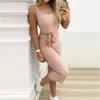 Bretels Top Bak Taille Lace Up Gestreepte Slim Fit Mode Jumpsuit Vrouwen Outfit Romper Vrouwen Overalls Vrouwen 210521