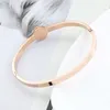 Nieuwe aankomst! Hoge kwaliteit Romeinse numerale vrouwen manchet armbanden met glanzende kristallen titanium staal rose goud open armbanden sieraden Q0717