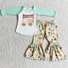 Neue Mode Baby Mädchen Kleidung Sets Halloween Mädchen Boutique Kleidung Bell Bottom Kürbis Sonnenblumen Druck Herbst Langarm Kinder Kinder Outfits Großhandel