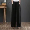 Pantalones de lino de algodón para mujer, pantalones holgados de pierna ancha naranja de cintura alta informales de talla grande, ropa de calle elegante gris para mujer 210514