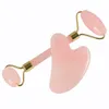 Christmas lady gift or Beauty salon use super quality new face massage need jade roller massager pink crystal set heart-shaped scraping board