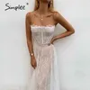 Sexy weiße Spitze Sommer Frauen Maxi Kleider Strand Spaghetti Strap rückenfrei plus Größe Mesh Femme langes Kleid Vestidos 210414