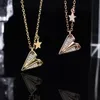 Pendant Necklaces Paper Airplane Shape Shiny Ladies Necklace Exquisite Silver Fashion Clavicle Chain Wedding Party Jewelry Bridesmaid Gift