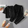 Herfst Streetwear Chain Cargo Broek + T-shirt Dames Arajuku Punk Ketting Broeken Vrouwelijke Hip Hop Mall Goth Streetwear Techwear Q0801