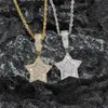 Hip Hop Iced Out Lab Diament Star Naszyjnik Wisiorek Złoto Posrebrzany Mens Bling Jewelry