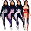 Women Designers Clothes 2021 Tracksuits Joggers Suit Sets Panelled Color Fashion Slim Outfits Hip Sexy Tight Two Piece Set The New Listing