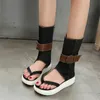 Mode sneakers kvinnor kanfas plattform kilar gladiator thong sandaler kvinnlig hög topp öppna toe sommar oxfords skor casual