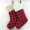 8 style Christmas Stocking Snowflake Plaid Plush Cuff Classic Xmas Decoration Socks Xmas-tree Fireplace Pendant Kids Candy Bag T9I001489