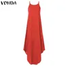 Printed Maxi Dresses VONDA Bohemian Sexy Sleeveless Sundress Women Causal Halter Summer Beach Dress Asymmetric Long Dresses 5XL X0521