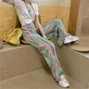 Yedinas Tie Dye Hosen Frauen Bunte E Mädchen Breite Bein Hohe Elastische Taille Hosen Koreanische Harem Punk Streetwear 210527