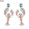 Donia jewelry luxury stud European and American fashion lobster copper micro-encrusted zircon two-color creative designer earrings