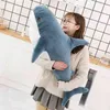 80/100/140CM Big Size Toy Plush Shark Stuffed Animals Cute Sleeping Pillow Soft Toys Cushion Gift For Children 210728