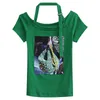 T-shirts en coton Femmes Casual Paillettes Ops EE Summer Femme Manches courtes Halter Off-The-Shoulder 03601B 210421