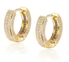 Gold Plated Copper Zircon Hoop Earrings Men Women Hip Hop Jewelry Iced Out Stud Earings Bling Diamond Earring For Gift 981