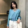 Blusas Femininas de ver o blouses Женщина старинные дамки длинные рукава Lange Mouwen кнопка вниз рубашка для женщин 6705 50 210427