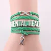 Charm Bracelets Little MingLou Infinity Love Hope Mental Health Bracelet Awareness Men & Bangles For Women Jewelry298P