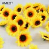 4/7/9cm 50pc tête de fleur artificielle tournesol guirlande Corsage Bracelet chapeau décoration accessoires mariage fleur mur décor à la maison