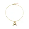 26 Letters Initial Alphabet Big Bamboo Name Necklace for Women Big Exaggerated Gold Metal Simple Fashion Jewelry Gifts