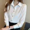 Korean Silk Women Shirts Long Sleeve Casual White Shirt Woman Satin Blouses Top Plus Size Blusas Mujer De Moda 210531