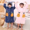 Winter Lovely Bathrobes for Kids Boys Flannel Spa Robes Girls Birthday Party Girl Robe Hooded Star Warm Homewear Clothes 210622