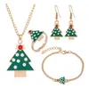 Christmas Gift Series Santa Claus Elk Bell Decorations Earrings Ring Necklace Bracelet Four-piece Set Ornaments T2I52925