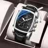 Wristwatches Fashion Rectangle Men Business Watches Calendar Chronograph Genuine Leather Casual Luxury Male Wristwatch Waterproof Big Dial