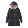 Women's Down & Parkas 2022 Autumn And Winter Washed Cotton Loose Hooded Mid-length Lamb Wool Coat Warm Jacket For Daily Wear Casual Guin22