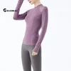 Mesh Yoga Top Polded Collar Cot Sexy Sexe Beau dos Sports Long Sleeve Running Breathable Fitness Blouses Tenue