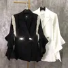 [EWQ] Autumn Sweet Women Jacket Ruffle Sleeve Beading Blazer Loose Female Ladies Office Coat Fringe Suits Outwear 210930