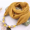 Donne Semplice Collana Pendente Sciarpa Sciarpe di Cotone Chiffon Multi-stile Decorativo Donne Foulard Femme Testa Sciarpe Hijab Y1108