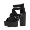Женские сандалии моды Spring Summer Flock Ladies Platform Черная женская обувь Sandalias Plataforma Sexy YMA716-1