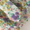 Women Sweet Floral Print Ruffled Crop Blouses Fashion V Neck Spaghetti Strap Female Shirts Chic Chiffon Tops 210430