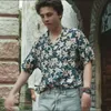 Camisa floral de manga curta dos homens da temporada de verão Chame-me pelo seu nome Movie Timothy mesmo solto impresso camisas casuais