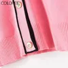 Malhas femininas Tees Tees Designers de Pista Europeia Manga Longa Top 2021 Primavera Outono Elegante Rosa V-Pescoço de Malha Camisola Mulheres Cardigan