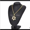 Collares colgantes Drop Delivery 2021 Unique Magen Star Of David colgante collar hombres mujeres Hip Hop joyería Full Rhinestone moda 60Cm Lo