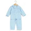 100% Pamuk Seersucker İki Adet İlkbahar Yaz Pembe Fırfır Düğme Çocuk Pijama Erkek ve Kız Pijama Setleri 211130