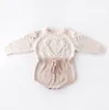 Детская вязаная одежда сердца девочка младенца девушка свитер дизайнер новорожденный комбинезон осень зима детская одежда