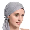 Muslim Hijab Turban Cap Women Flower Print Cancer Chemo Caps Head Scarf Headwear Strech Silky Durags Bandanas