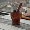 Mortier et pilon en bois de bambou avec couvercle cuillère broyeur broyeur presse-purée poivre ail herbe épice mortero mortier et pilon 210712