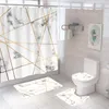 Zasłony prysznicowe marmurowe cyfrowe zasłona drukowania czteroczęściowy garnitur do łazienki Wysokiej jakości wanna w kąpieli domowej