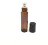 2021 Thick refillable 5ML Amber Roll on Metal Roller ball Empty Glass Bottle for makeup Essential Oils eye Massage Perfumes bottle