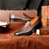 Męskie Prawdziwej Skóry Krokodyl Wzór Oxford Buty Dla Mężczyzn Luxury Dress Slipon Wedding Business Najnowsze buty