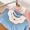 0-3Yrs Baby Girl Embroidery Romper Spring Long Sleeve Fashion Infant Cotton Clothes Rompers 210429