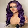 Synthetic Wigs Body Wave Long Darker Purple Lace Front Wig With Baby Hair Natural Hairline Heat Resistant For Black Women37159541424778