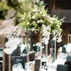 Wholesale Gold Iron Flower Stand Centerpiece Wedding Decoration Floor Vases Tall Display Rack Table Top Decor 210408