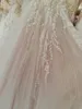 2021 3D-Blumen-Hochzeitskleider, A-Linie, Spitze, applizierte Perlen, rückenfrei, Sweep-Zug, Brautkleider Robe De Mariée