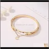 Drop Delivery 2021 Zircon Roman siffror Armband Bangles Women Fashion Jewelry Crystal Cuff Bangle Love Heart Pendant Armband 1IVBN