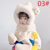 Children's winter scarf hats one body fuzzy hat cute cartoon ear cap baby scarfs